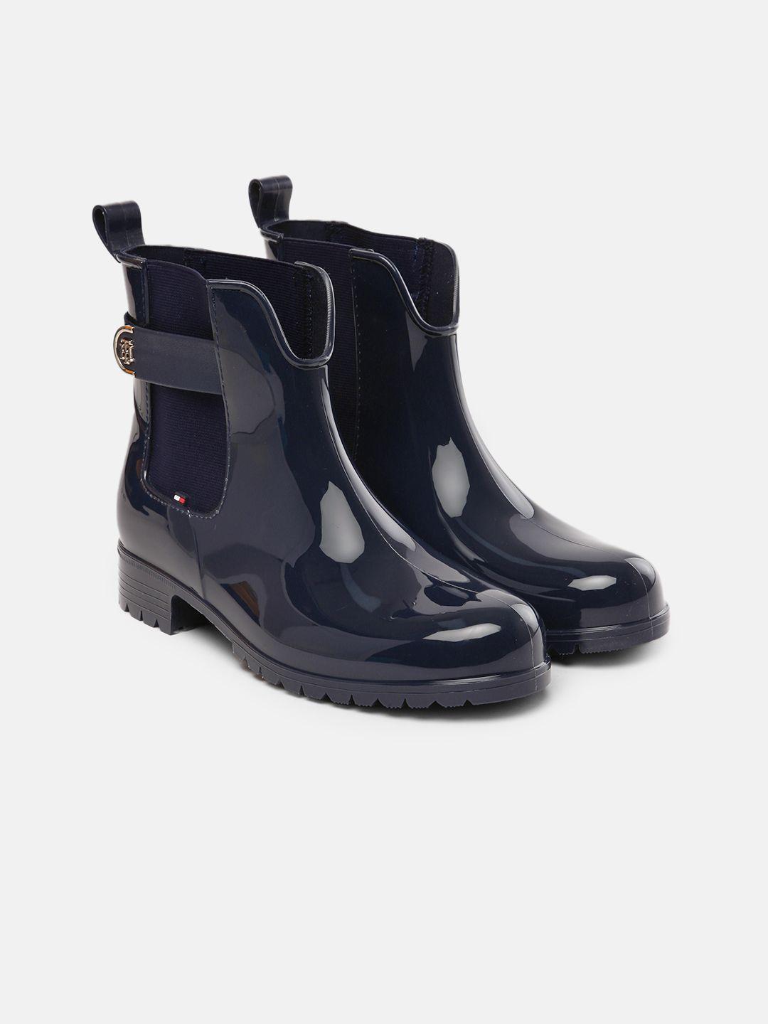 tommy hilfiger women navy blue high-top rain boots