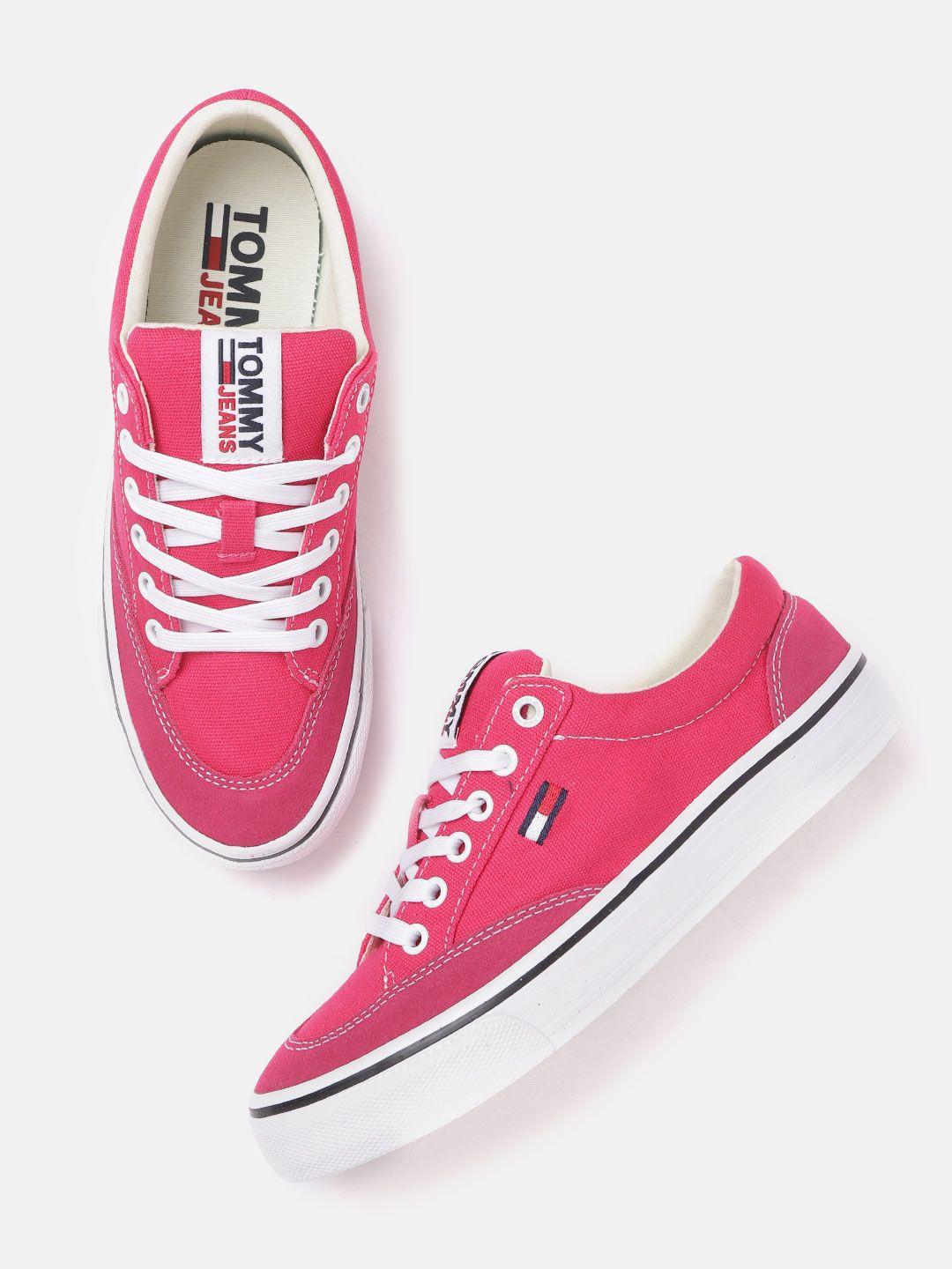 tommy hilfiger women pink solid sneakers