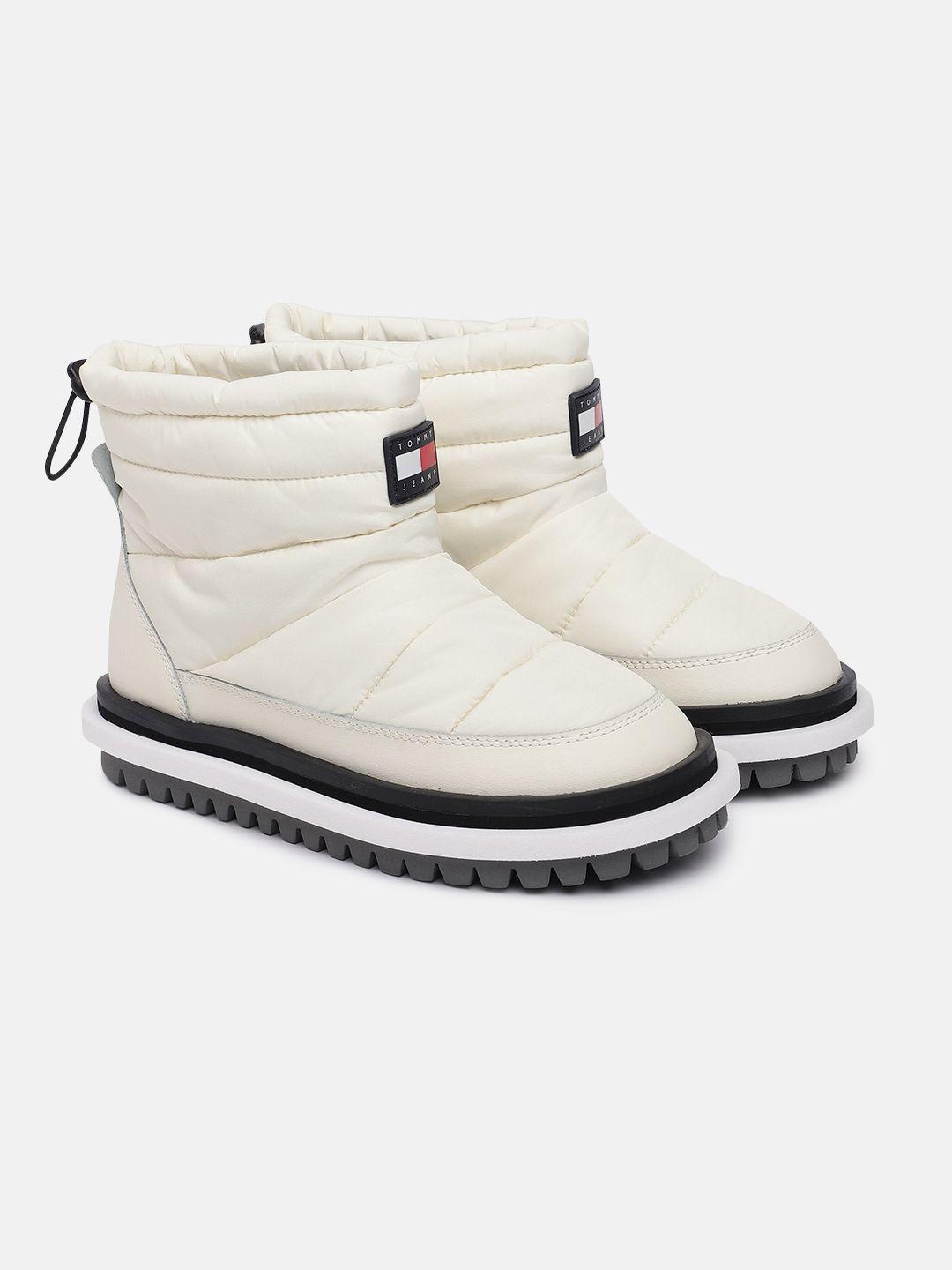 tommy hilfiger women solid padded flat high-top winter boots