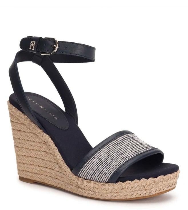 tommy hilfiger women's space blue ankle strap wedges