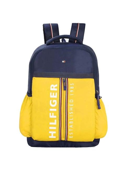 tommy hilfiger 31 ltrs navy & yellow large laptop backpack