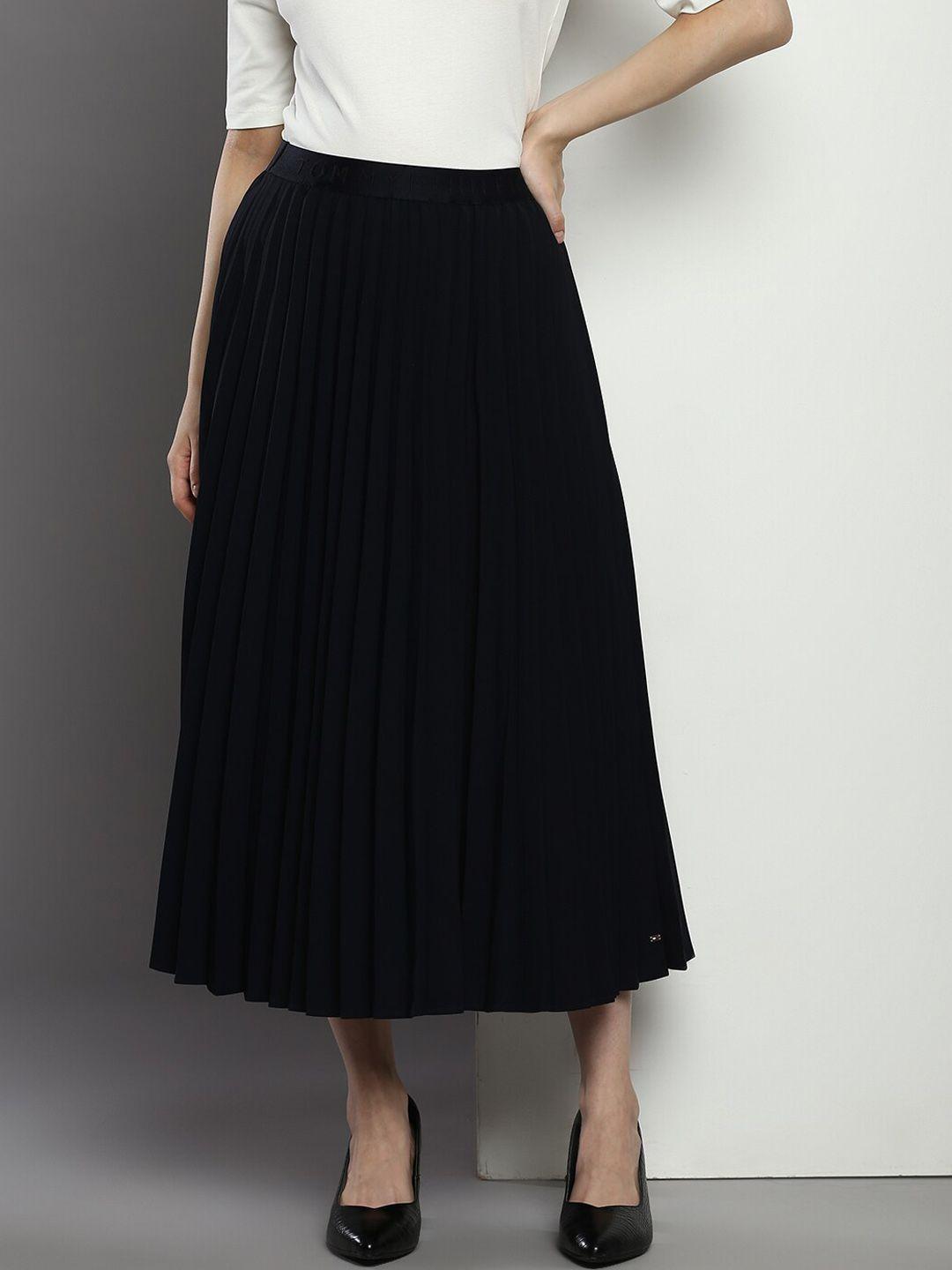 tommy hilfiger accordion pleated flared midi skirt