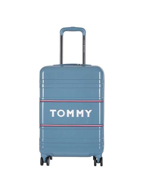 tommy hilfiger aegean blue wall street hard case embossed small checked luggage