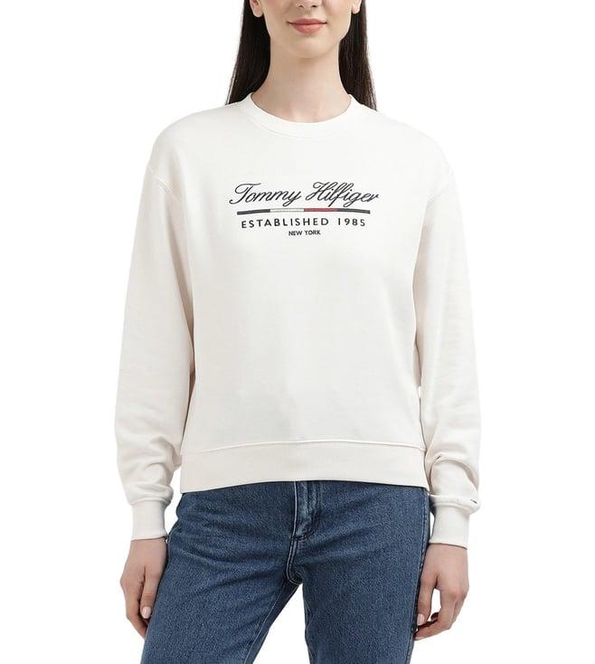 tommy hilfiger ancient white womens solid regular sweatshirt