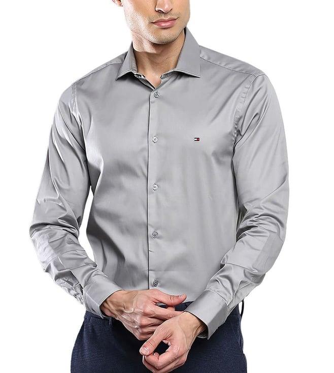 tommy hilfiger antique silver slim fit shirt