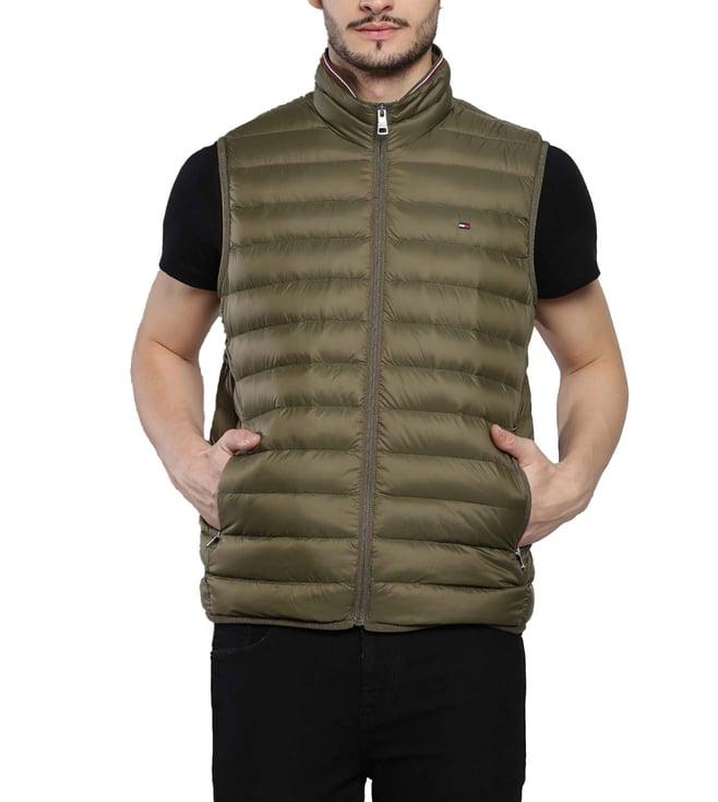 tommy hilfiger army green regular fit gilet jacket