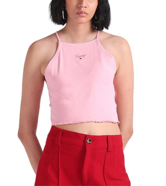 tommy hilfiger ballet pink logo slim fit top