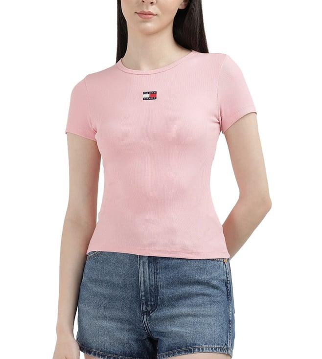 tommy hilfiger ballet pink womens badge slim t-shirt