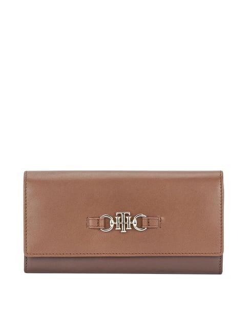 tommy hilfiger beatrice brown & tan solid wallet for women