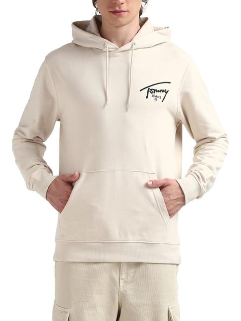 tommy hilfiger beige logo regular fit hoodie