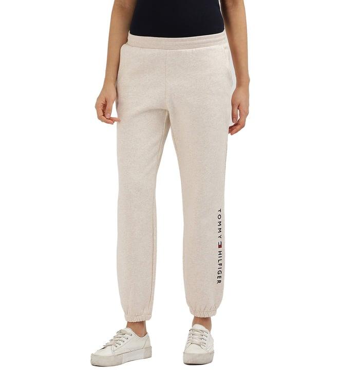 tommy hilfiger beige logo regular fit joggers