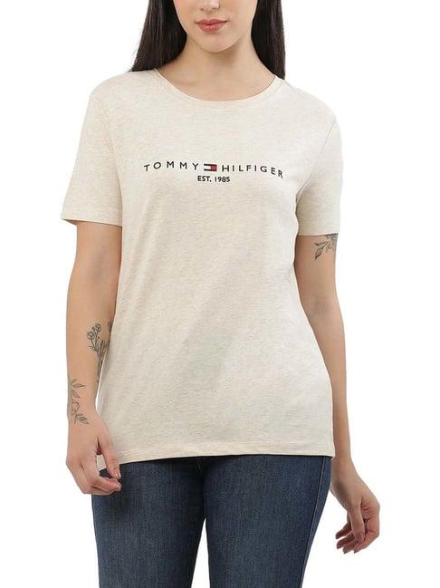 tommy hilfiger beige logo regular fit t-shirt