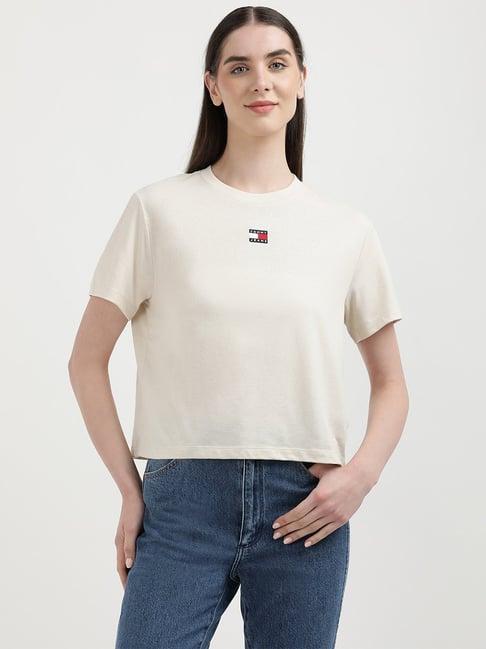 tommy hilfiger beige regular fit t-shirt