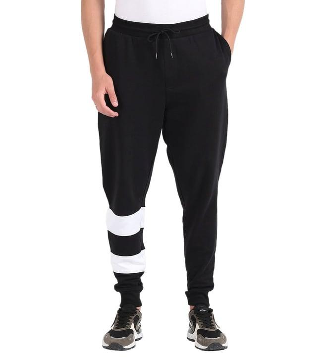 tommy hilfiger black colour-block regular fit joggers