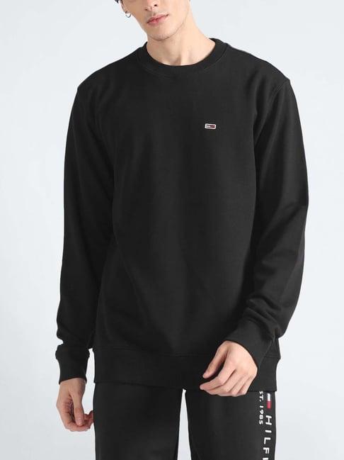 tommy hilfiger black cotton relaxed fit sweatshirt