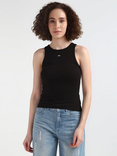 tommy hilfiger black cotton tank top