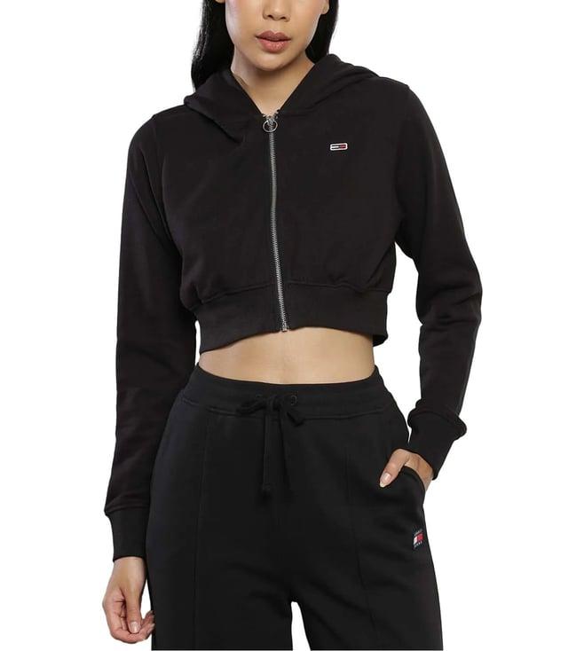 tommy hilfiger black cropped hoodie