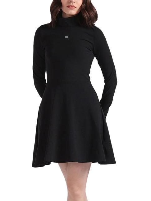 tommy hilfiger black flaired fit dress