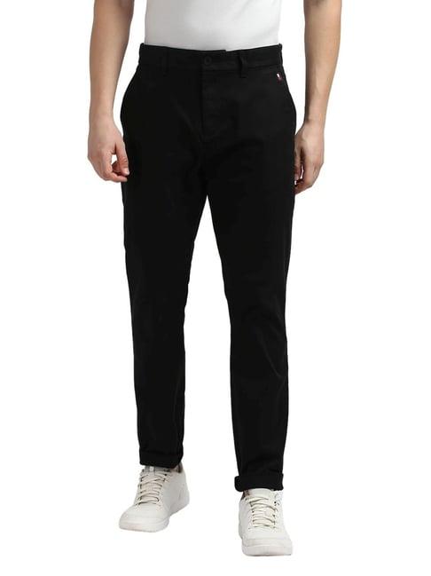 tommy hilfiger black regular fit trousers