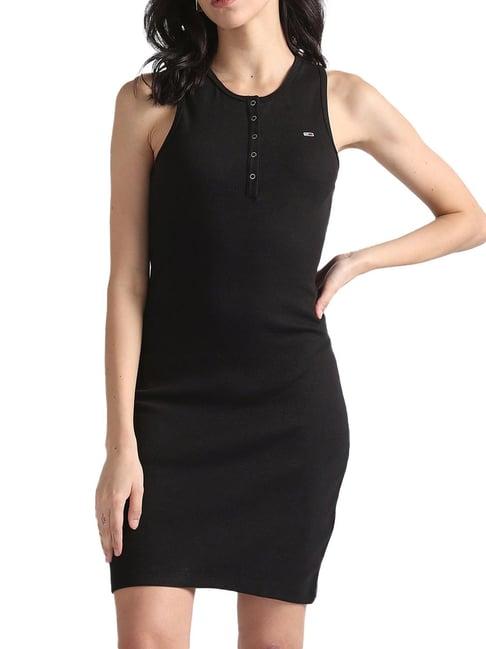 tommy hilfiger black self fitted dresses