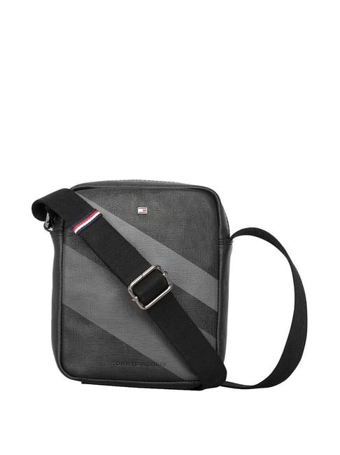 tommy hilfiger black striped small cross body bag