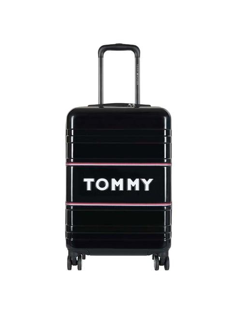 tommy hilfiger black wall street hard case embossed small checked luggage