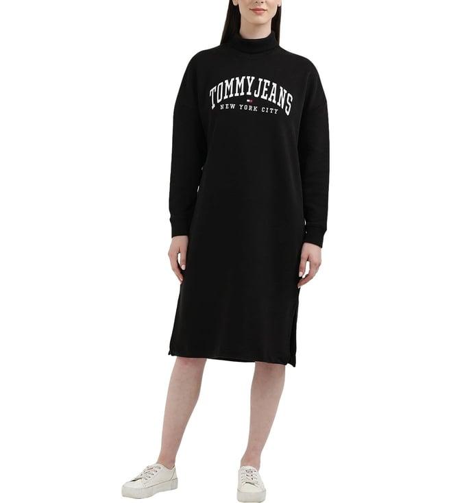 tommy hilfiger black womens embroidered heavyknit dress