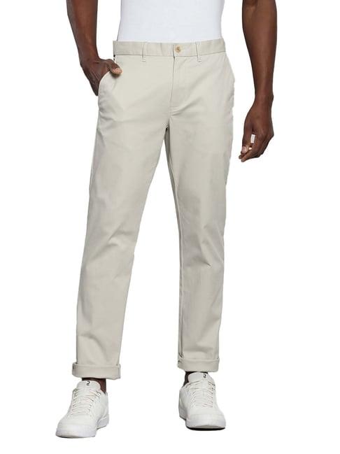 tommy hilfiger bleached stone cotton slim fit trousers