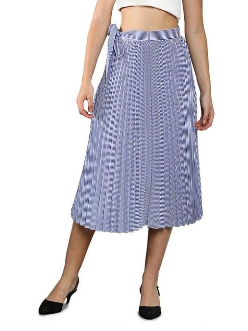 tommy hilfiger blue & white stripes regular fit skirt