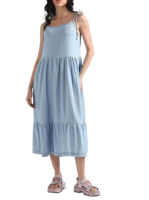 tommy hilfiger blue cotton a-line dress