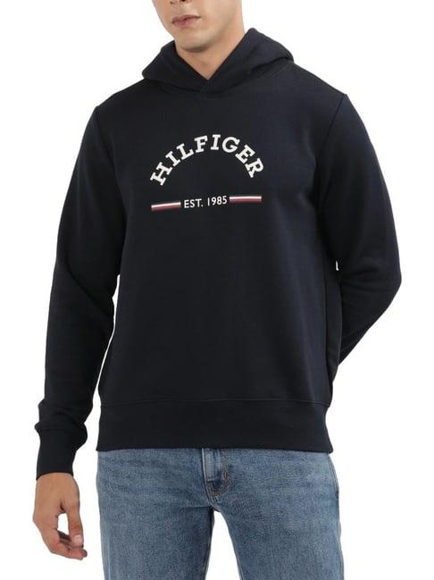 tommy hilfiger blue logo regular fit hoodie