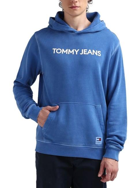 tommy hilfiger blue logo regular fit hoodie