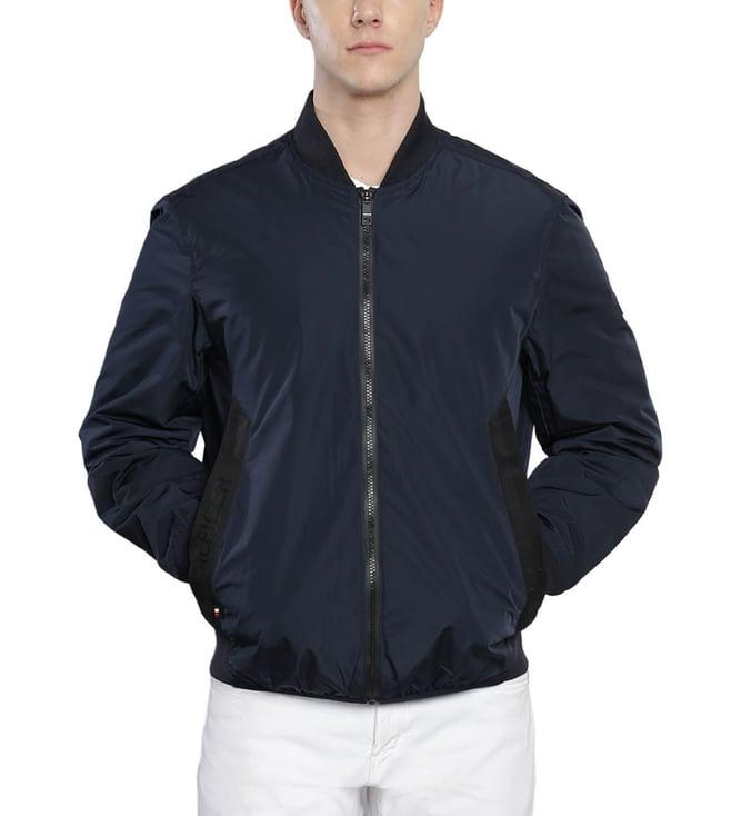 tommy hilfiger blue regular fit bomber jacket