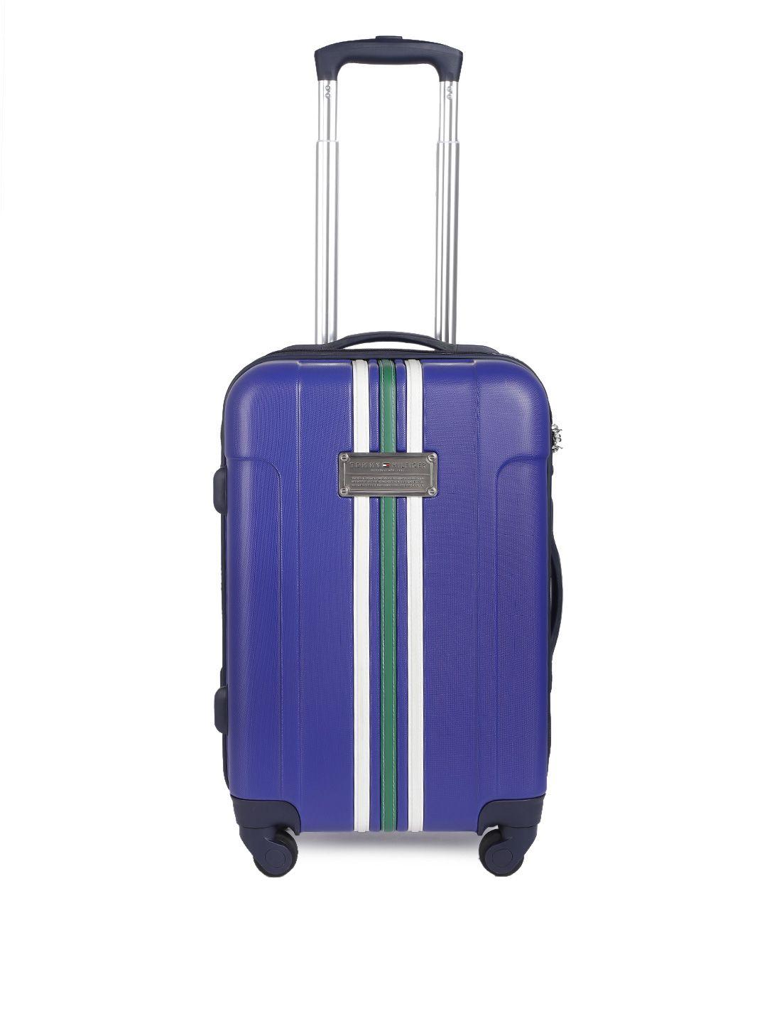 tommy hilfiger blue solid hard cabin trolley bag