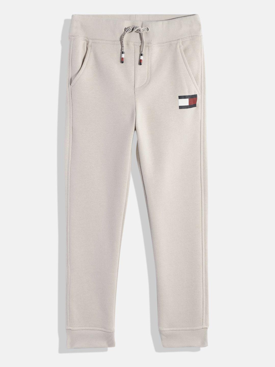 tommy hilfiger boys beige solid joggers