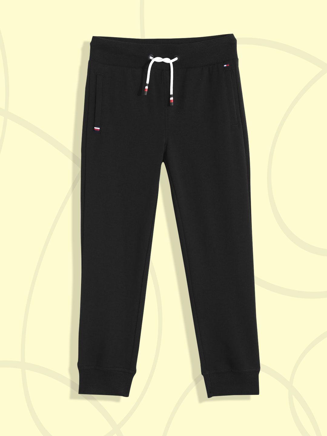 tommy hilfiger boys black regular fit joggers