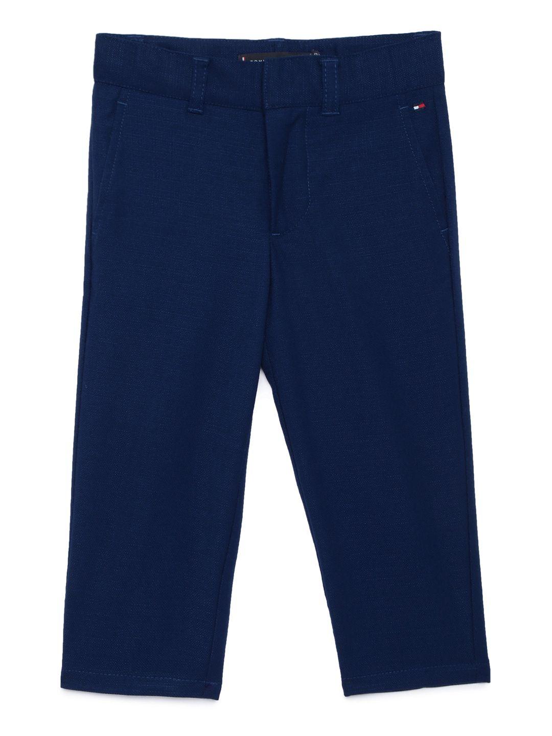 tommy hilfiger boys blue solid trousers