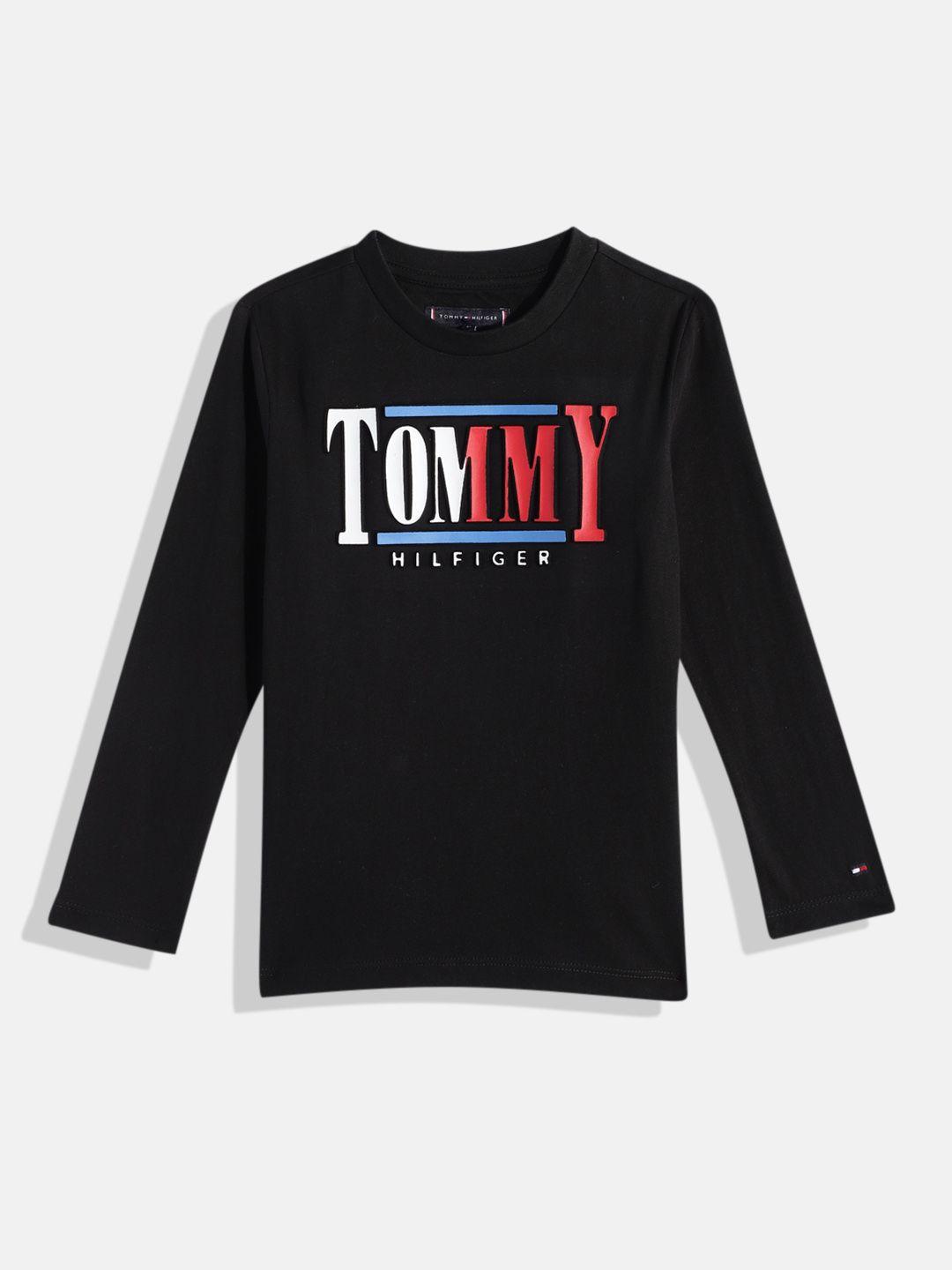 tommy hilfiger boys brand logo embossed knitted organic cotton t-shirt