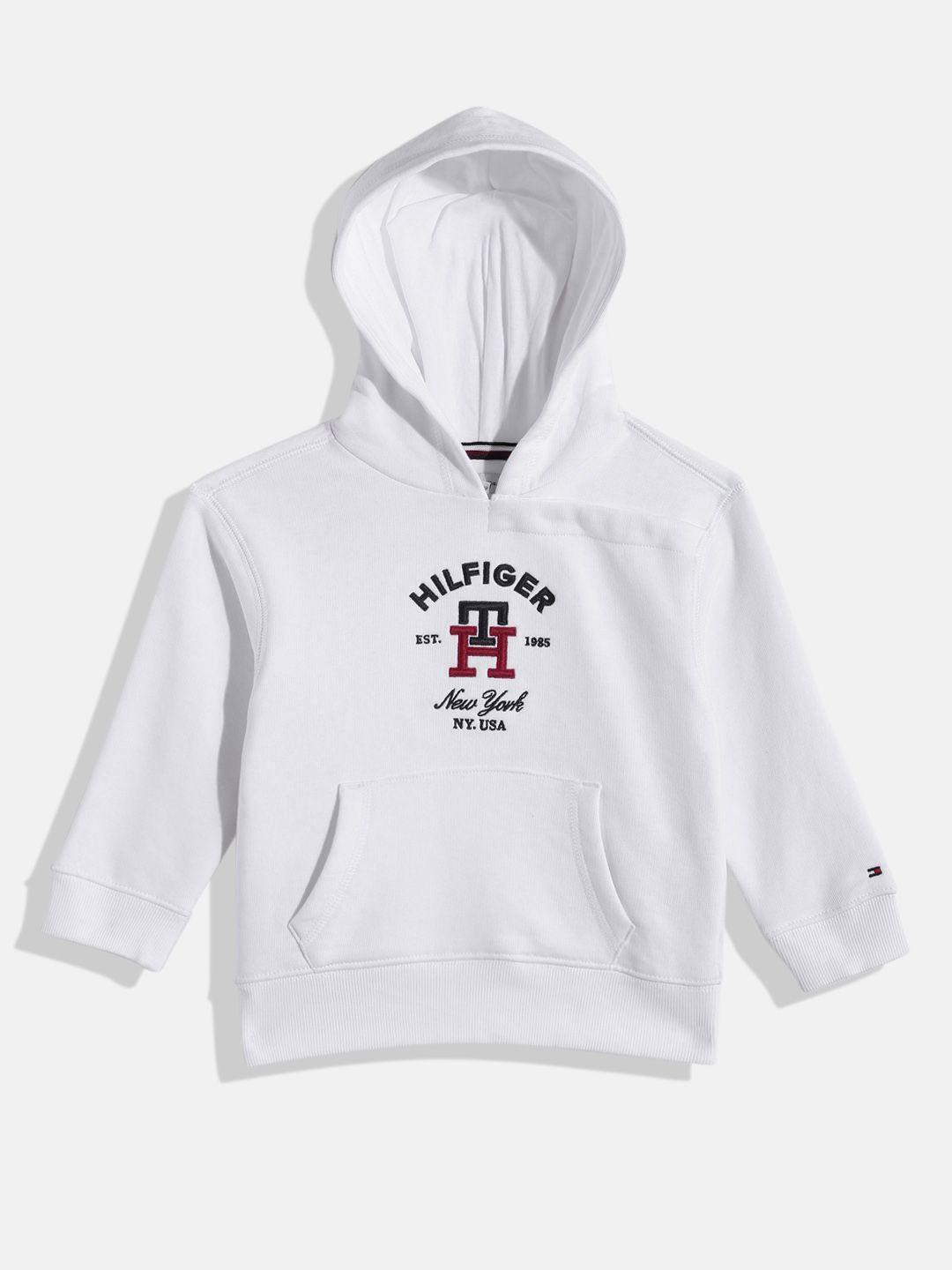 tommy hilfiger boys brand logo embroidered hooded sweatshirt