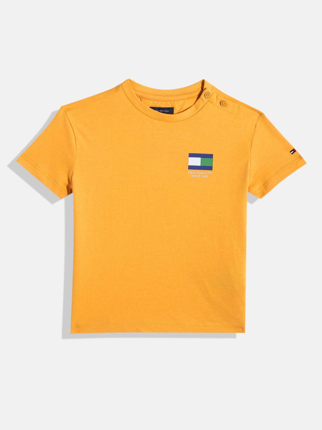 tommy hilfiger boys brand logo placement & back print pure cotton t-shirt
