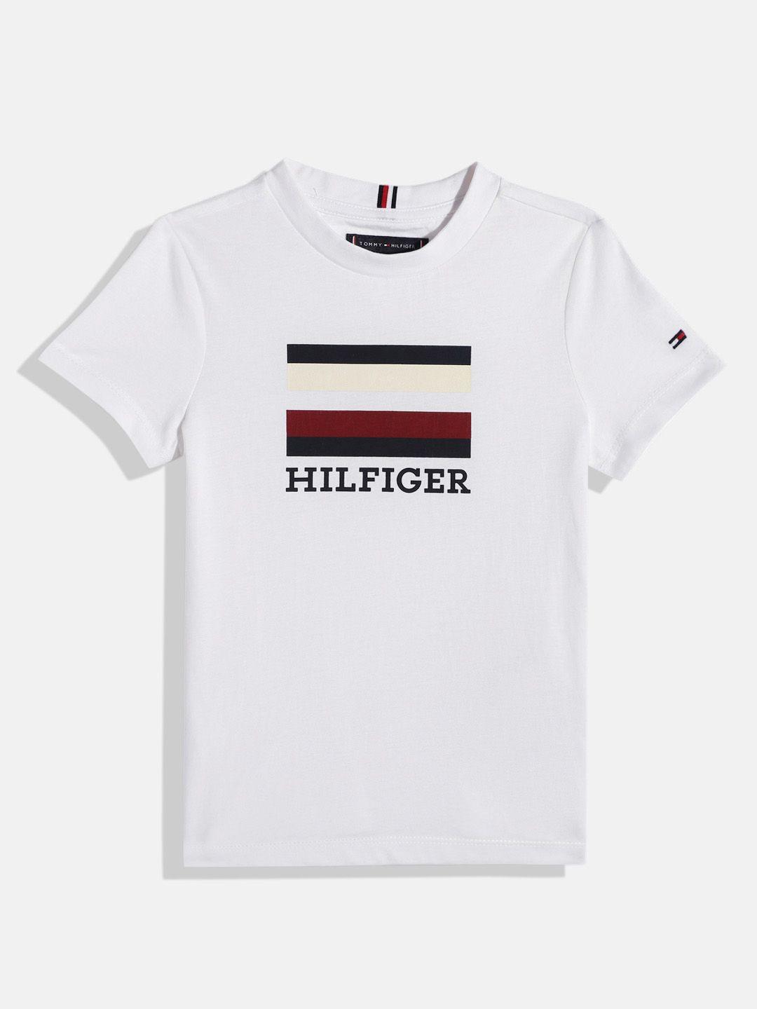 tommy hilfiger boys brand logo print knitted pure cotton t-shirt