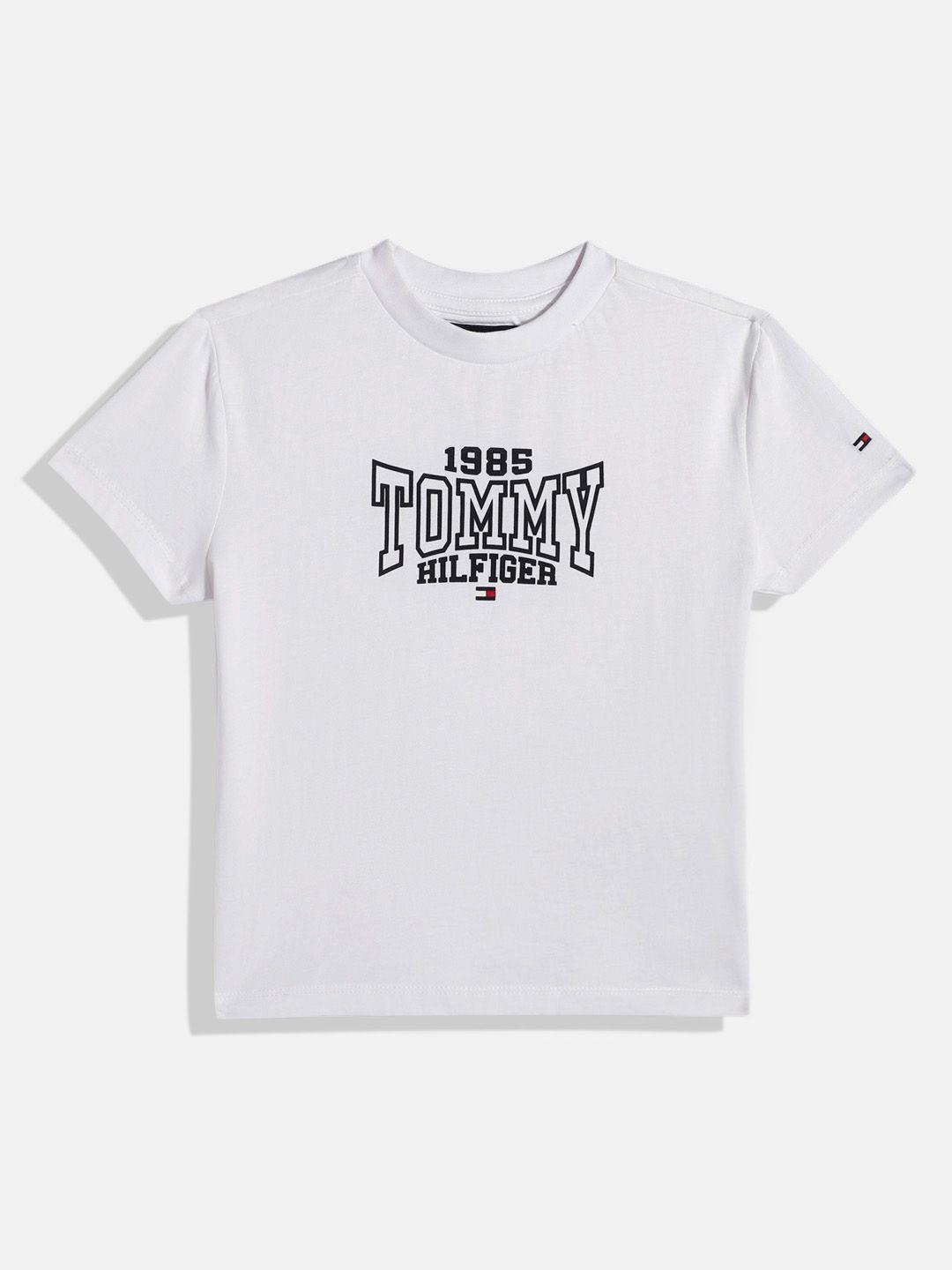 tommy hilfiger boys brand logo print monochrome pure cotton t-shirt