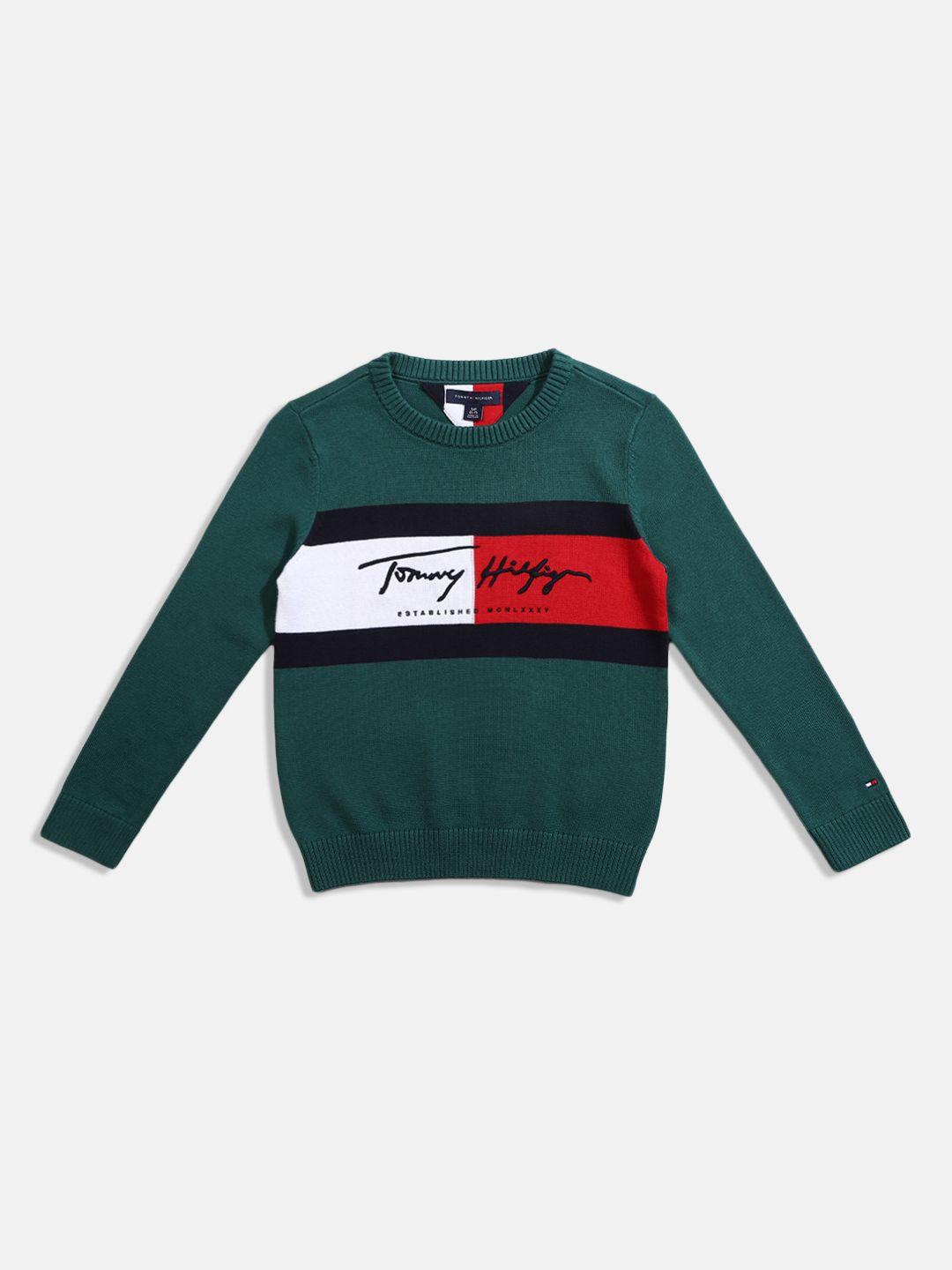 tommy hilfiger boys brand logo printed pullover