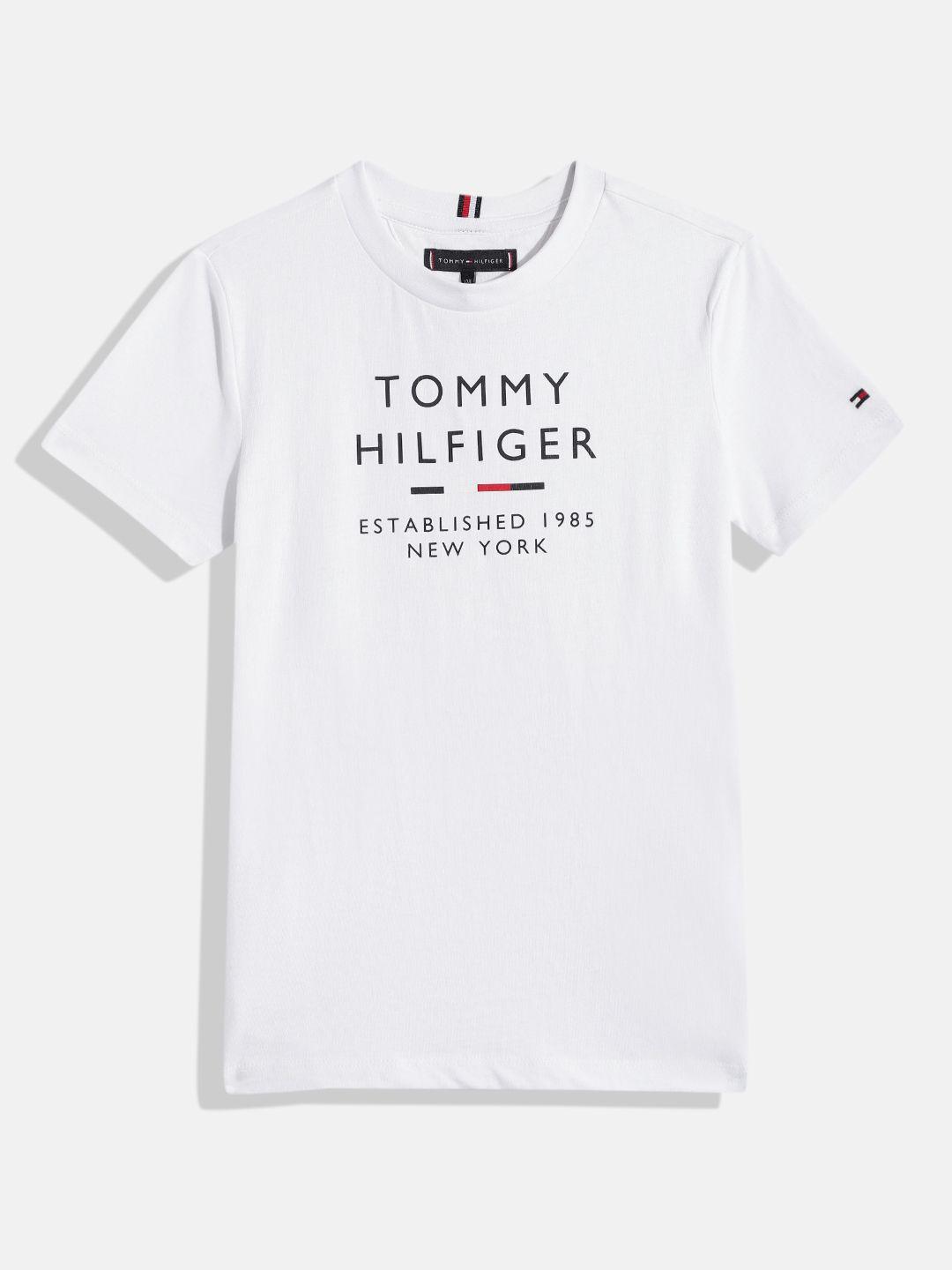 tommy hilfiger boys brand logo printed pure cotton t-shirt