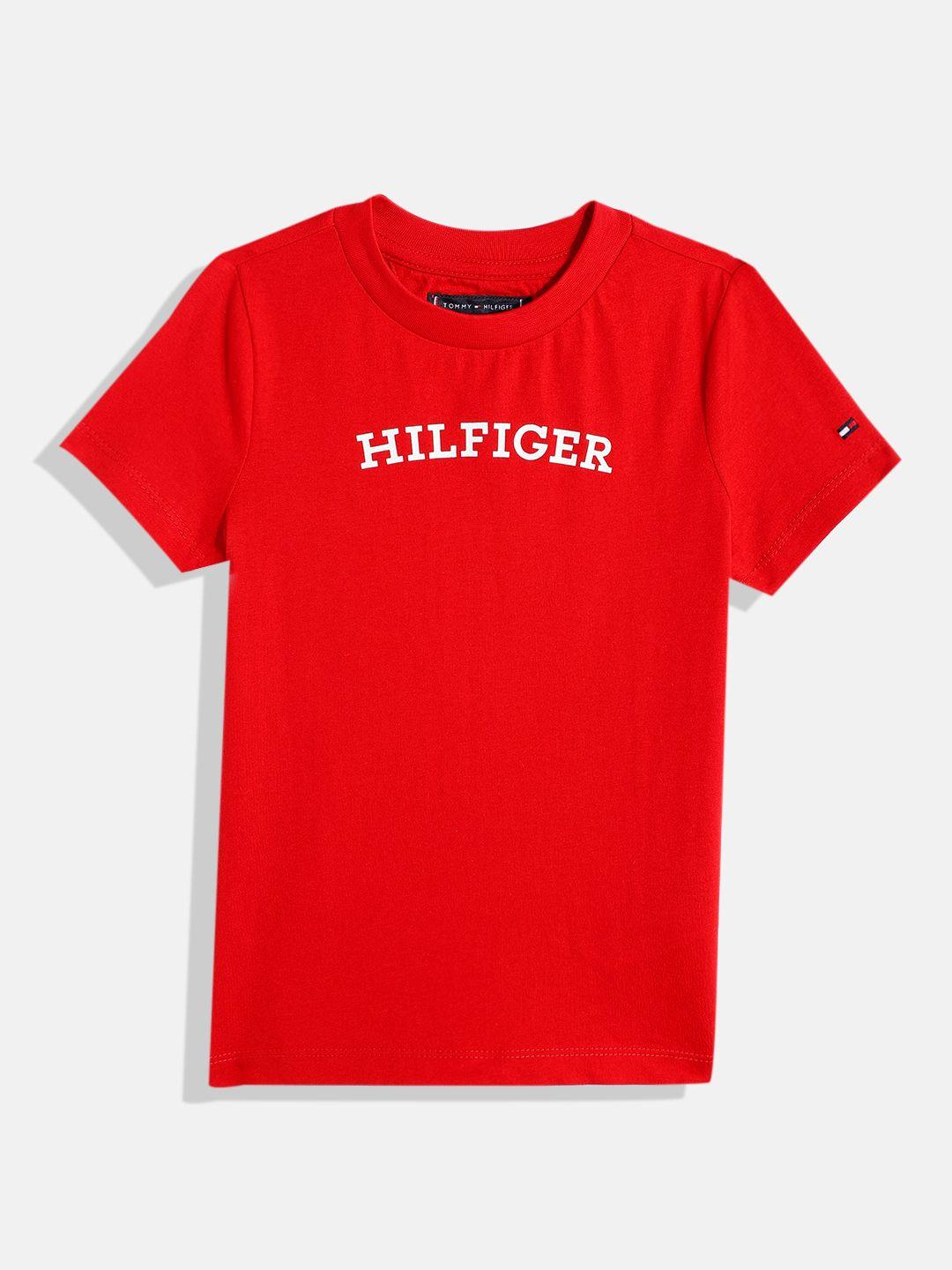 tommy hilfiger boys brand logo printed pure cotton t-shirt