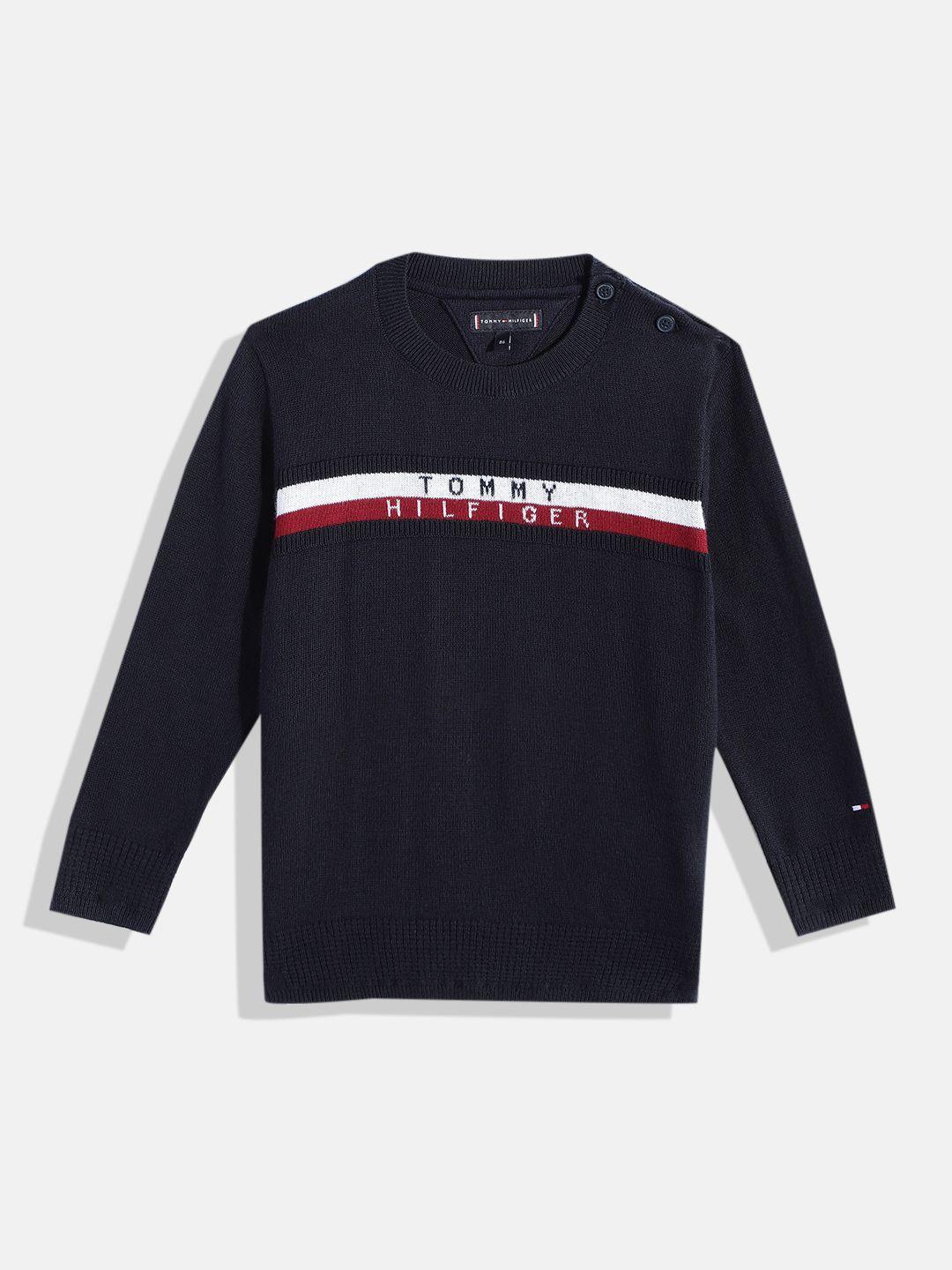 tommy hilfiger boys brand logo pure cotton pullover sweater
