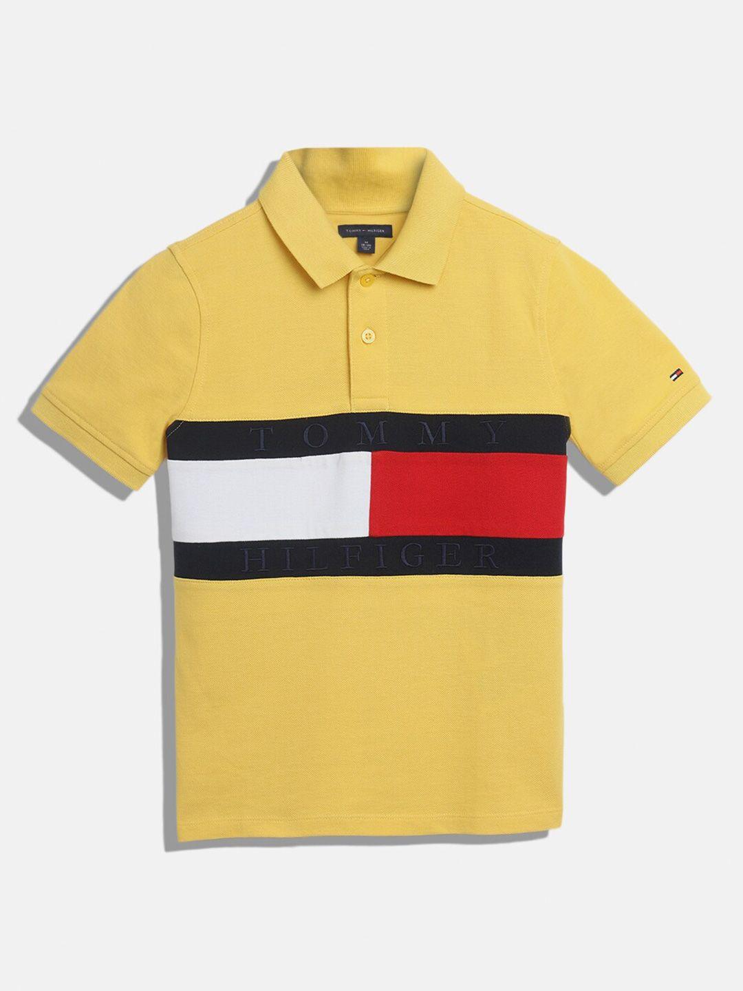 tommy hilfiger boys colourblocked polo collar cotton t-shirt