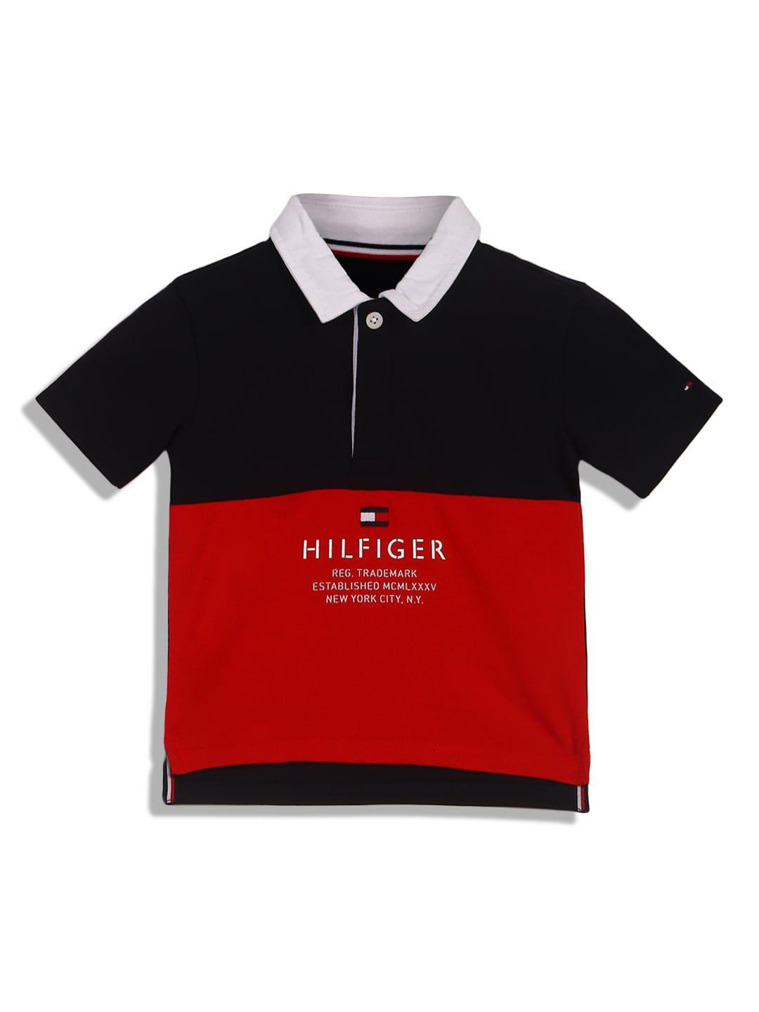 tommy hilfiger boys colourblocked polo collar t-shirt