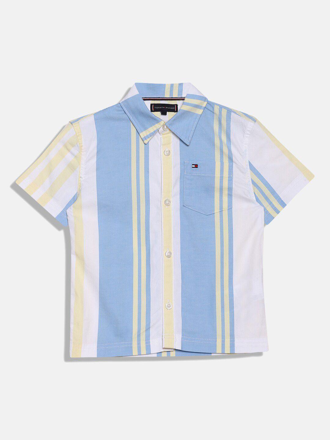tommy hilfiger boys opaque striped cotton casual shirt