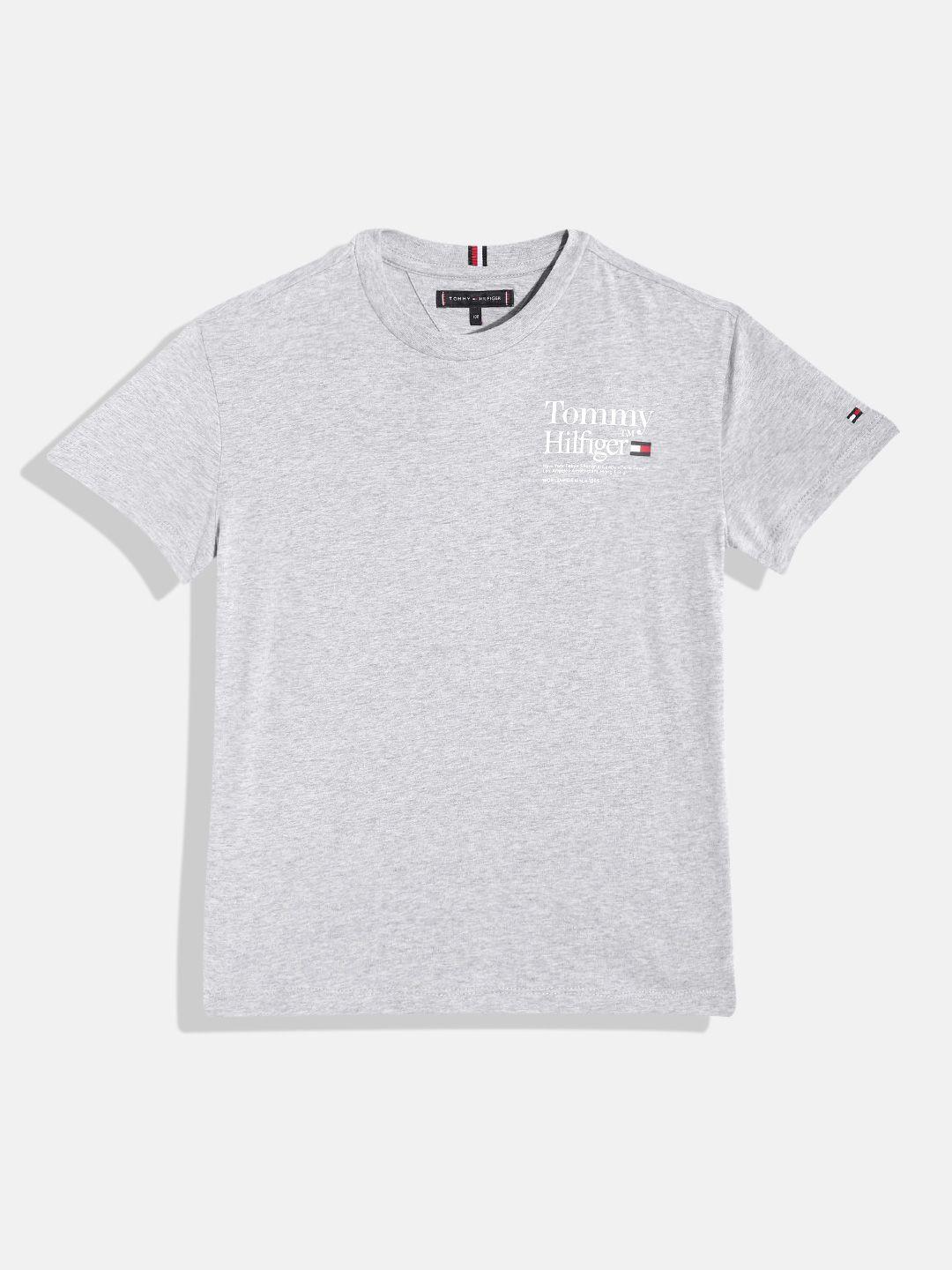 tommy hilfiger boys pure cotton brand logo detail t-shirt